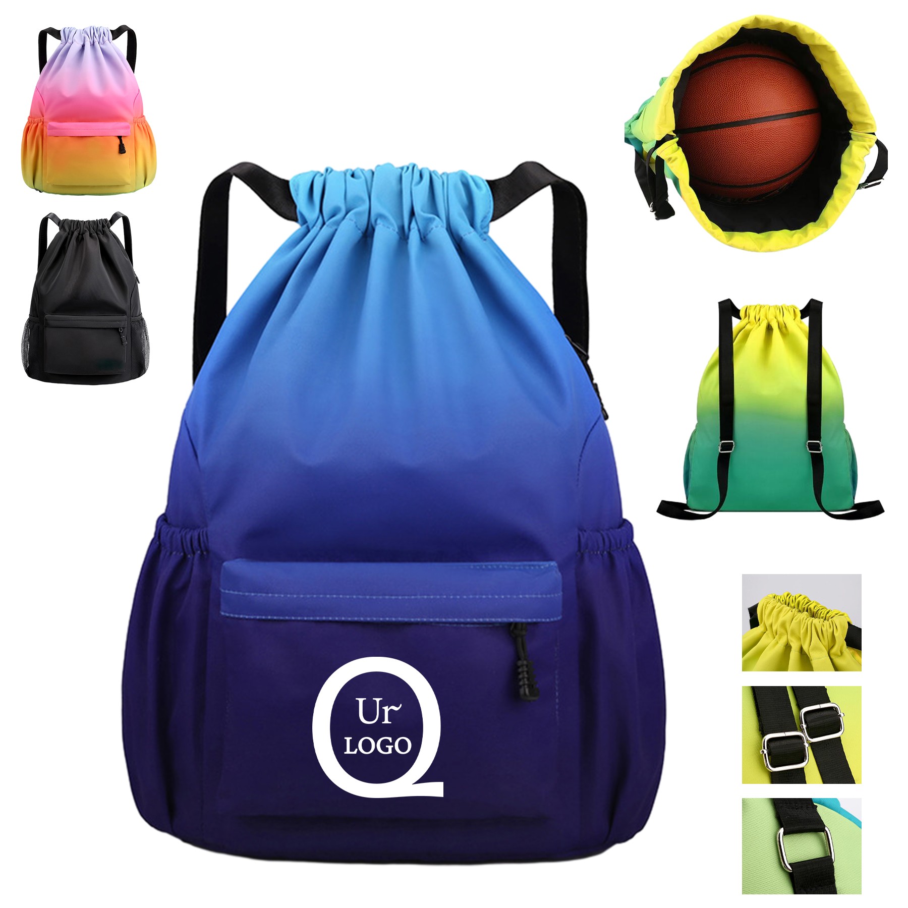 Gradient Drawstring Sports Backpack