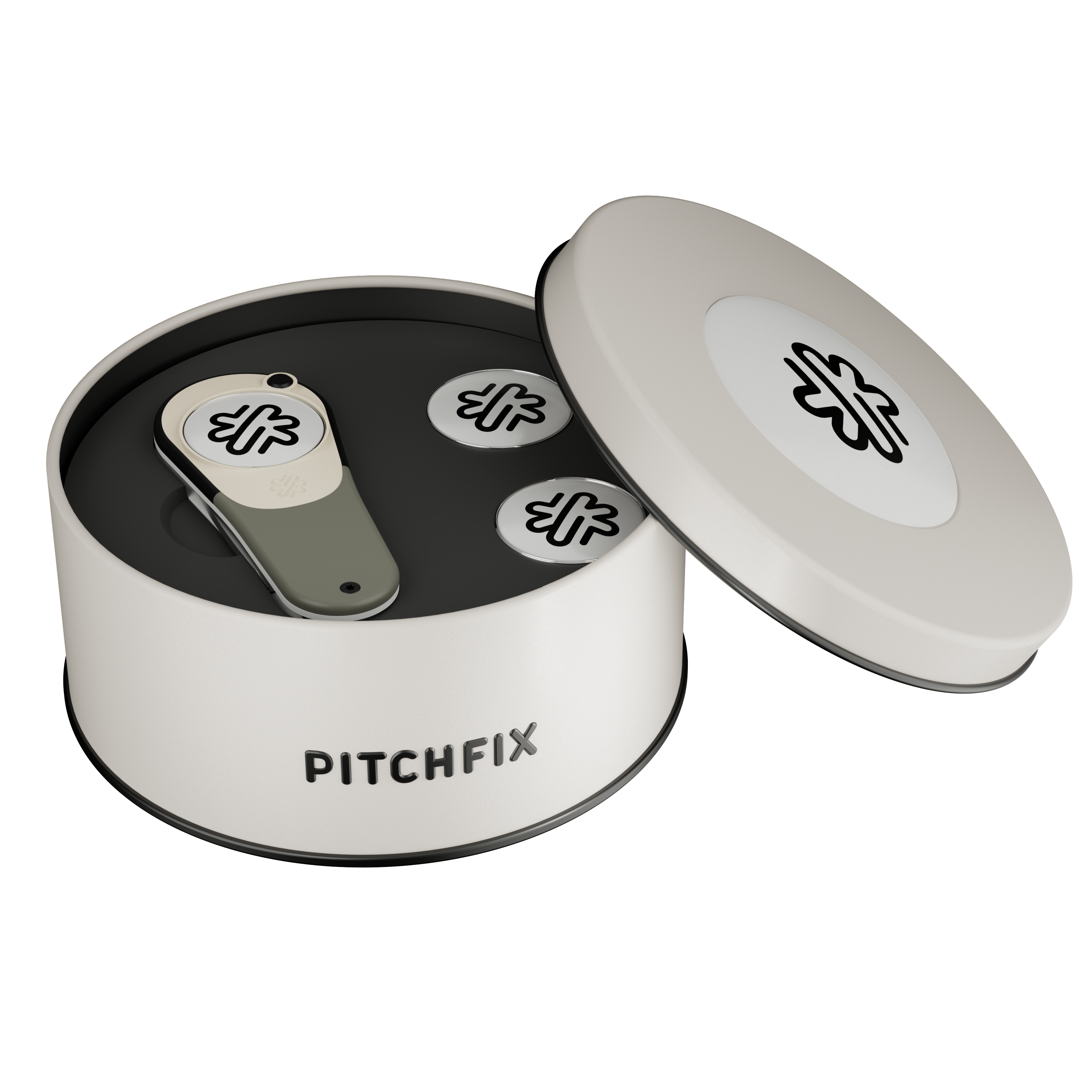 Pitchfix Icon Golf Divot Tool in Round Tin with Two Extra Ball Markers 6