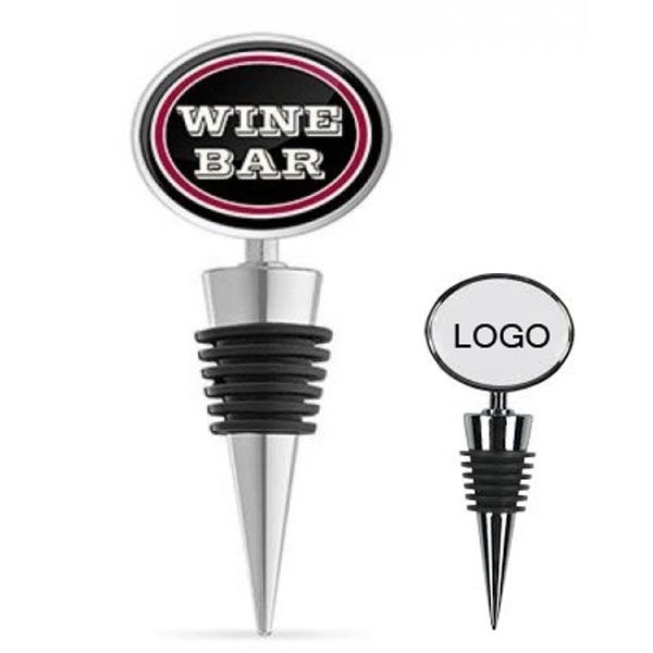 Oval Zinc Alloy Bottle Stopper with Epoxy Dome 6