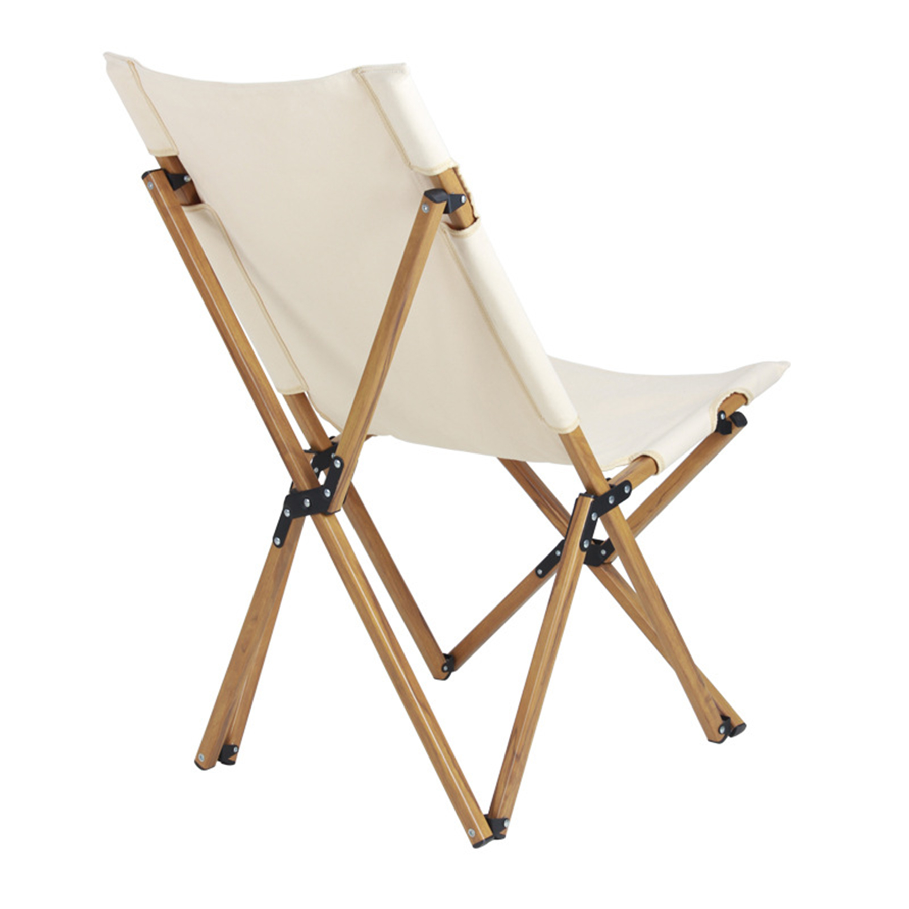 White Canvas Camping Folding Wood Chair 5