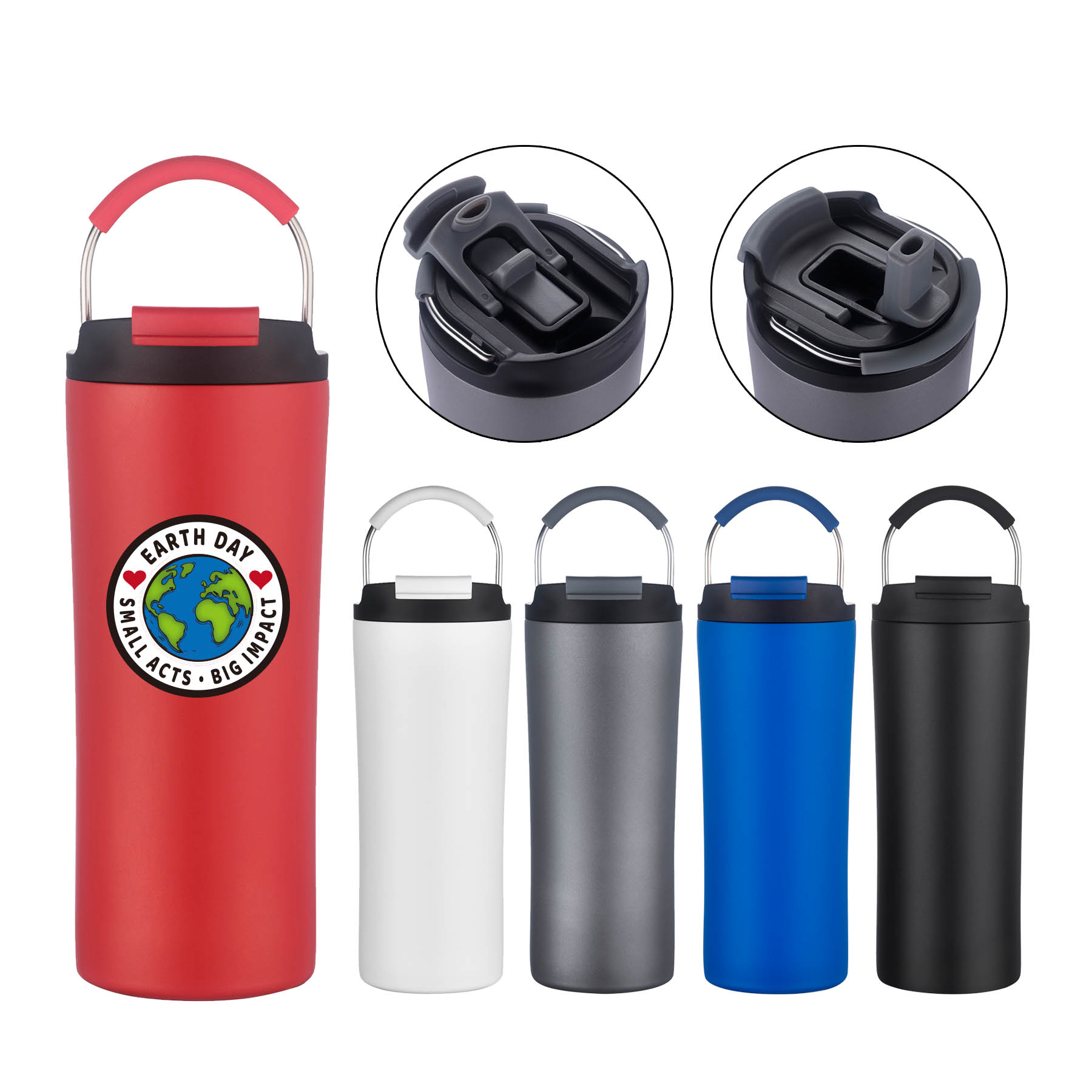 21oz. Dual Lid Vacuum Insulated Tumbler with Handle 7