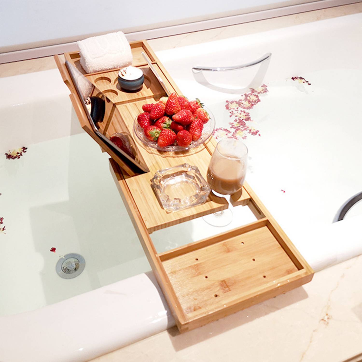 Bamboo Wood Expandable Non-Slip Bathtub Tray 8