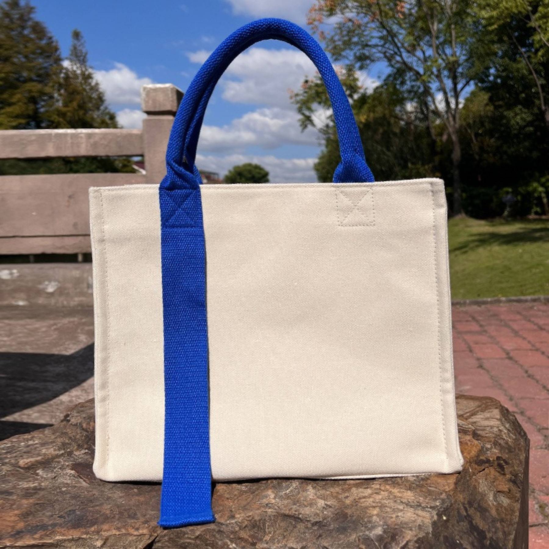 Canvas Reusable Crossbody Shopping Tote Bag with Ribbon, custom tote bag with logo imprint 9