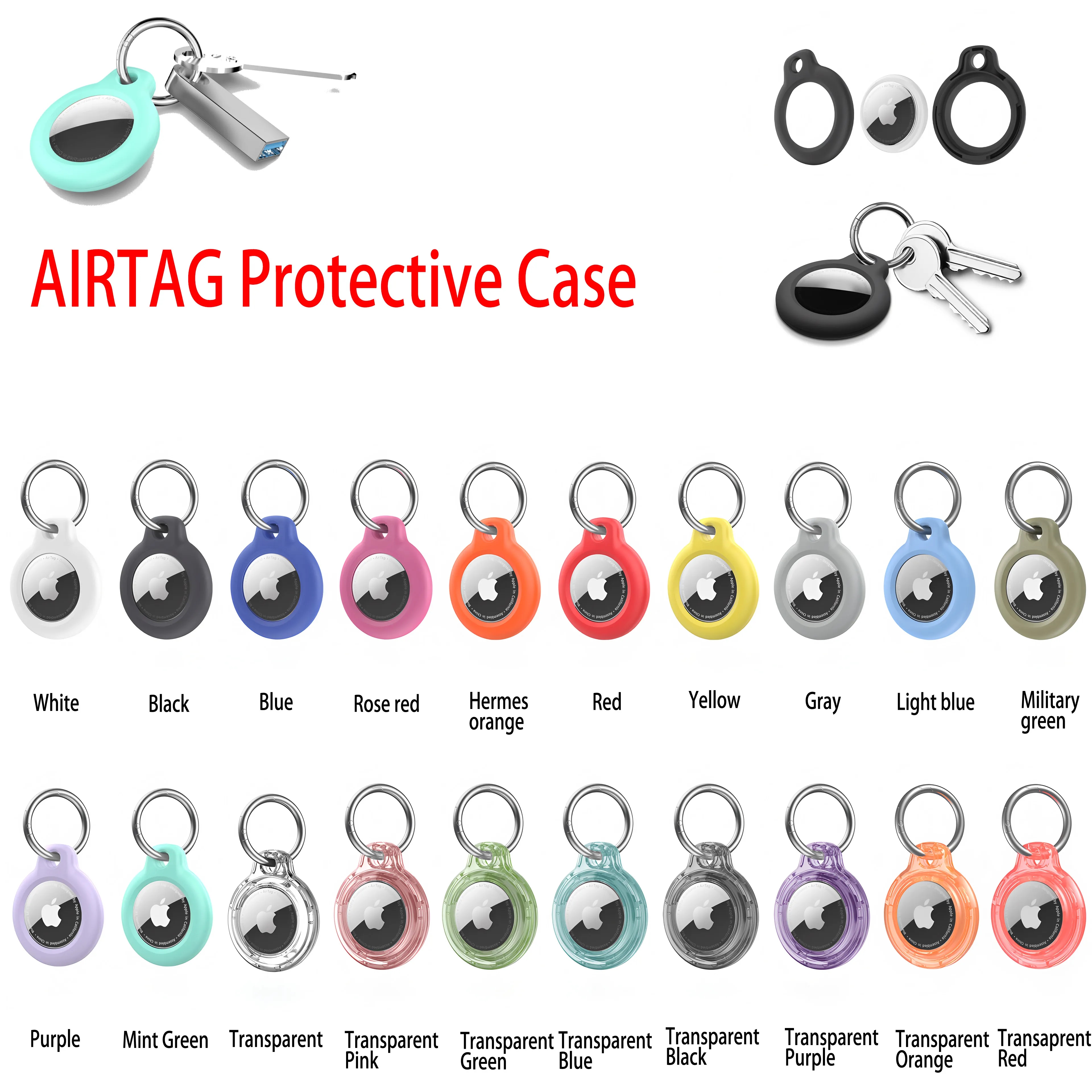 Custom Airtag Keychain Case Durable Anti Scratch Holder for Keys Bags Pets Gifts 6