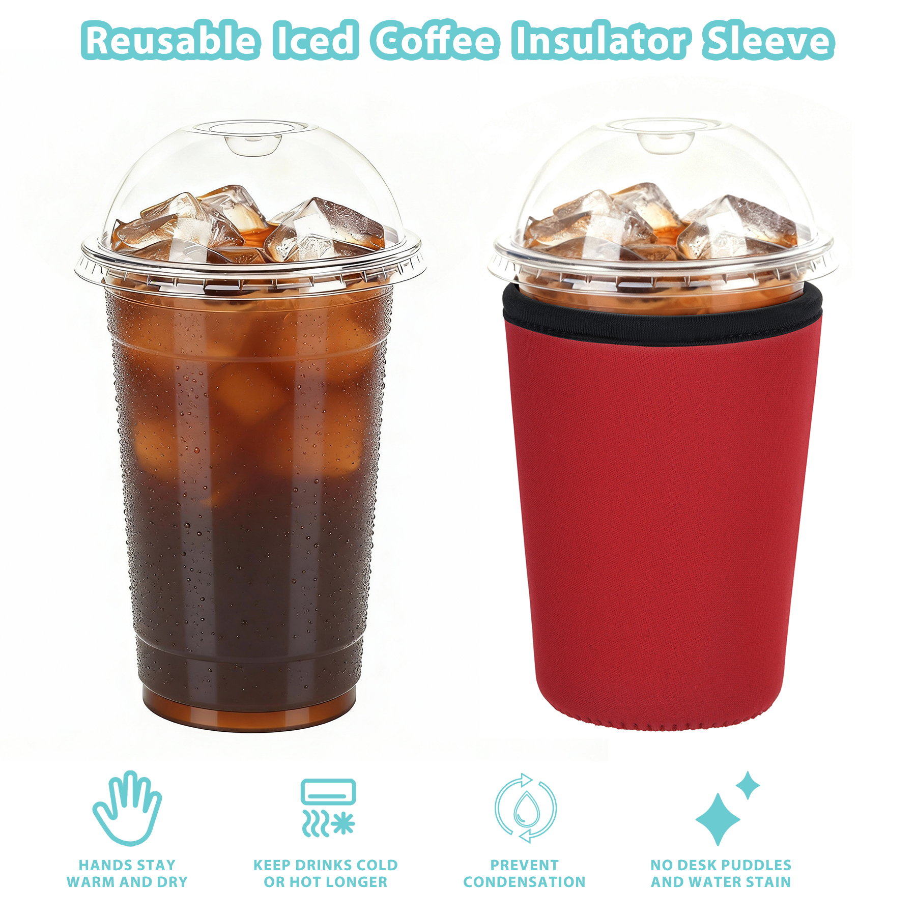 Reusable Iced Coffee Insulator Sleeve 16