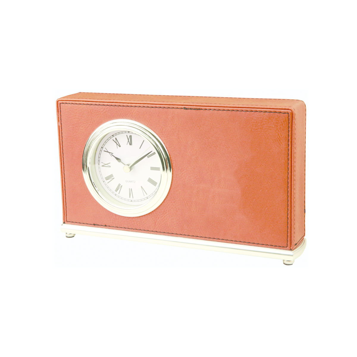 7" x 4" Rawhide Leatherette Horizontal Desk Clock 2