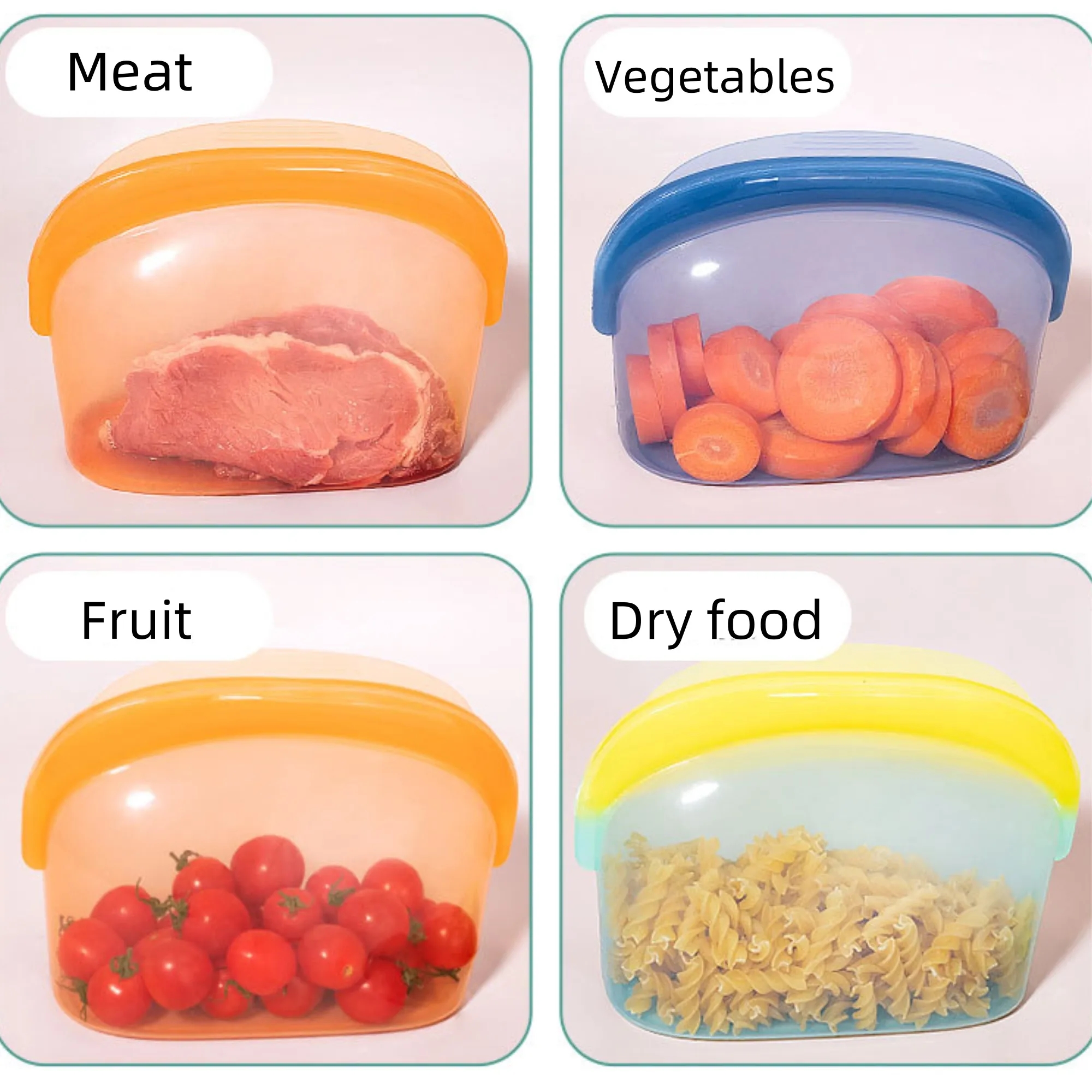 16Oz Reusable Silicone Food Storage Bag Airtight For Freezer 5
