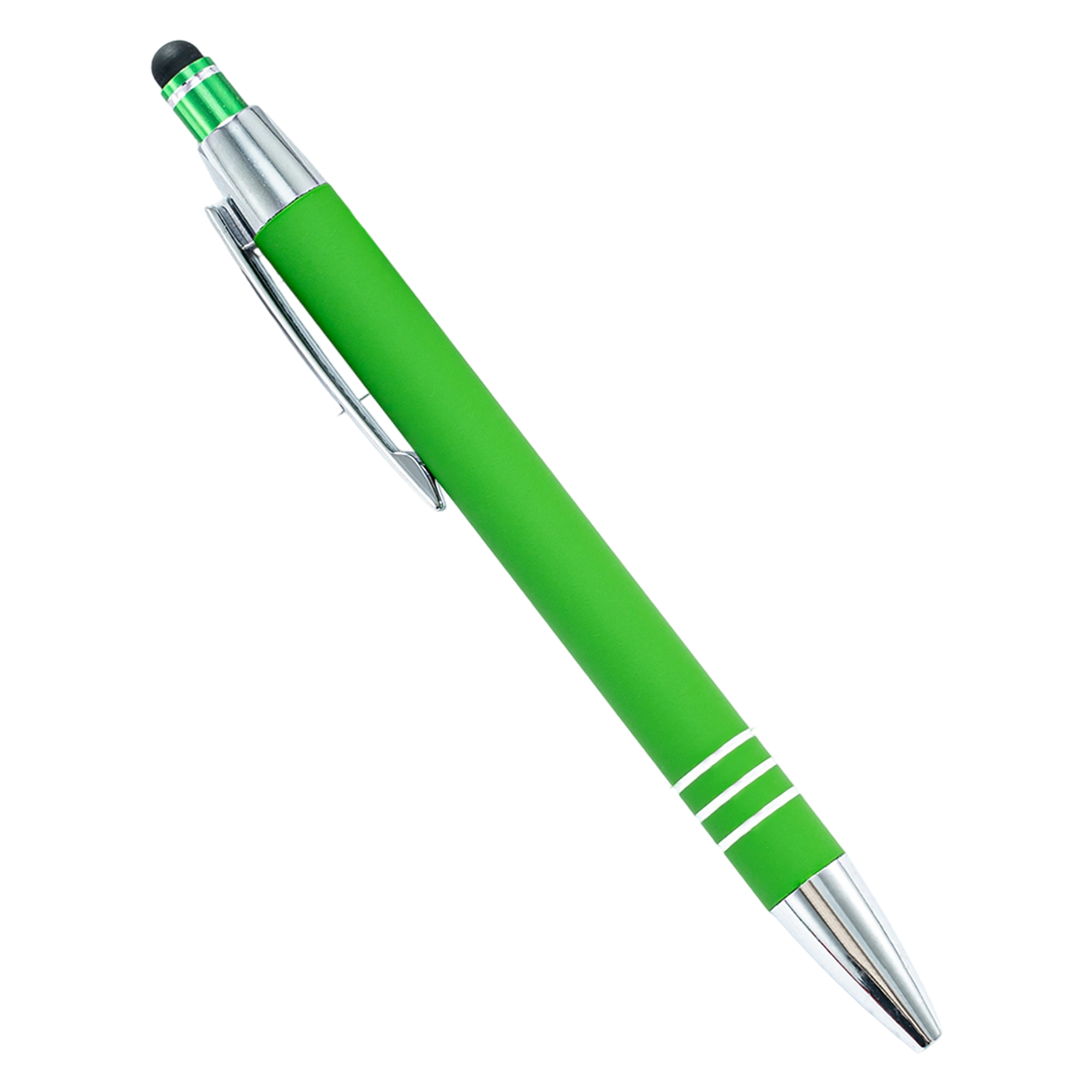 Metal Ballpoint Pen With Capacitive Stylus Rubberized Barrel Chrome Trim 7