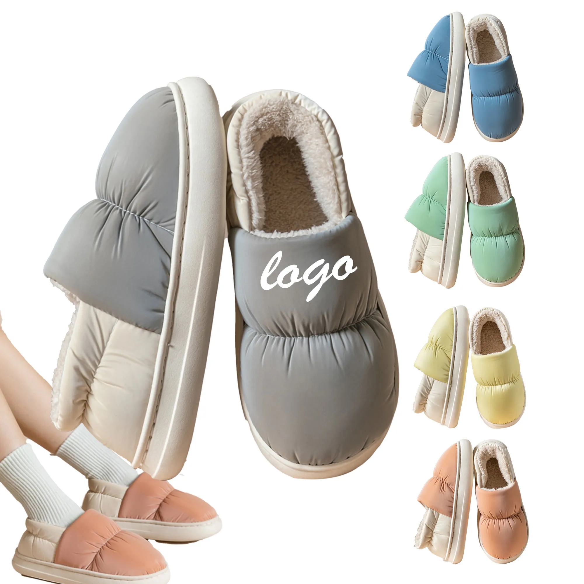 MOQ 30 Waterproof Heeled Cotton Shoes Warmth Non-Slip 5