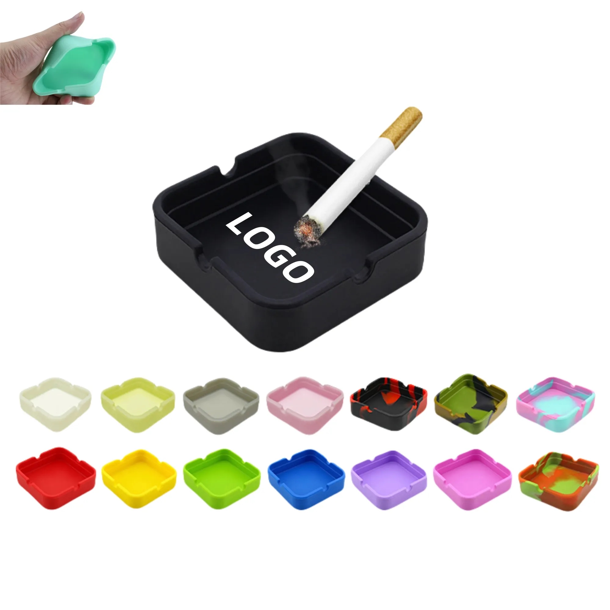 Silicone Square Ashtray-Shatterproof & Heat-Resistant 2