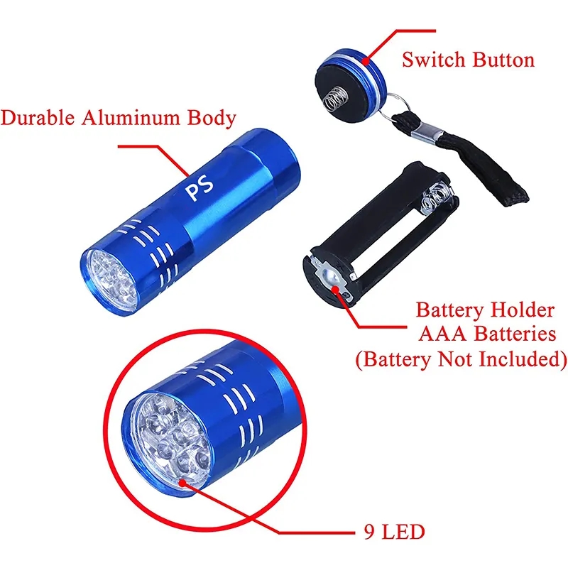 9 LED Aluminum Mini Flashlight 4