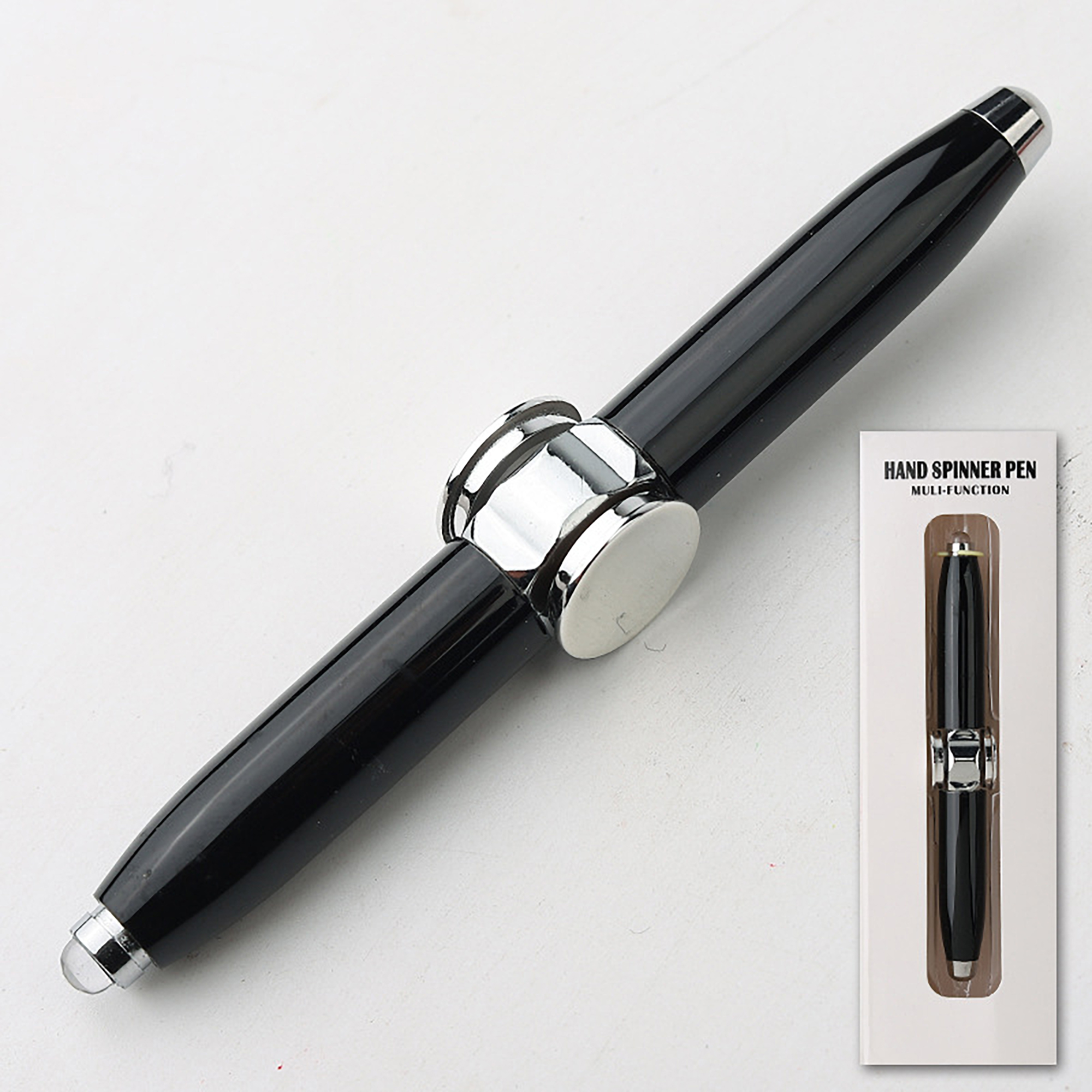 Anti-Anxiety LED Fidget Spinner Finger Gyro Rotating Metal Ballpoint Pen 3
