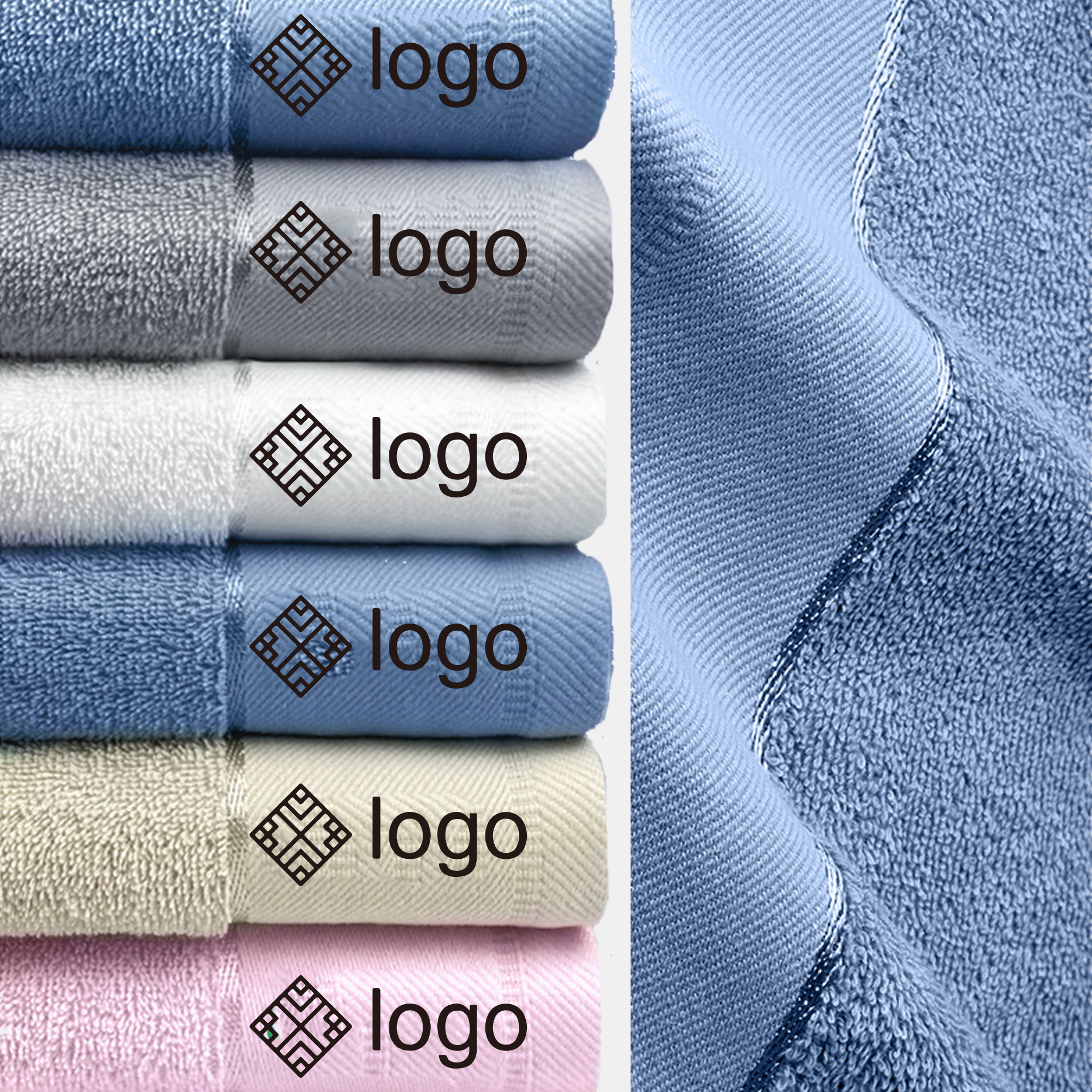 Custom 100% Cotton 27"x55" Bath Towel Washcloths