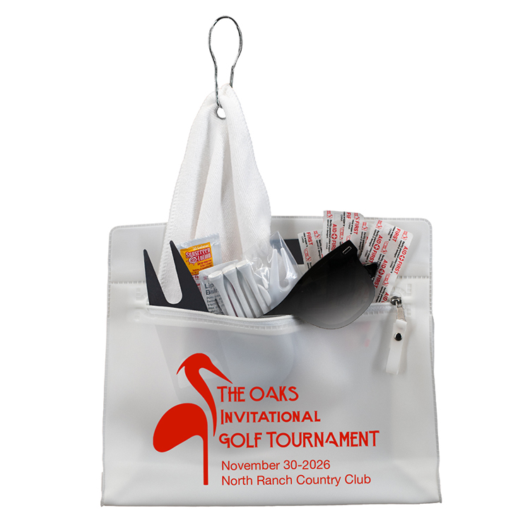 "LAYOVER 17" 17 Piece Golf Kit in Travel Pack with Components inserted into Zipper Kit 1