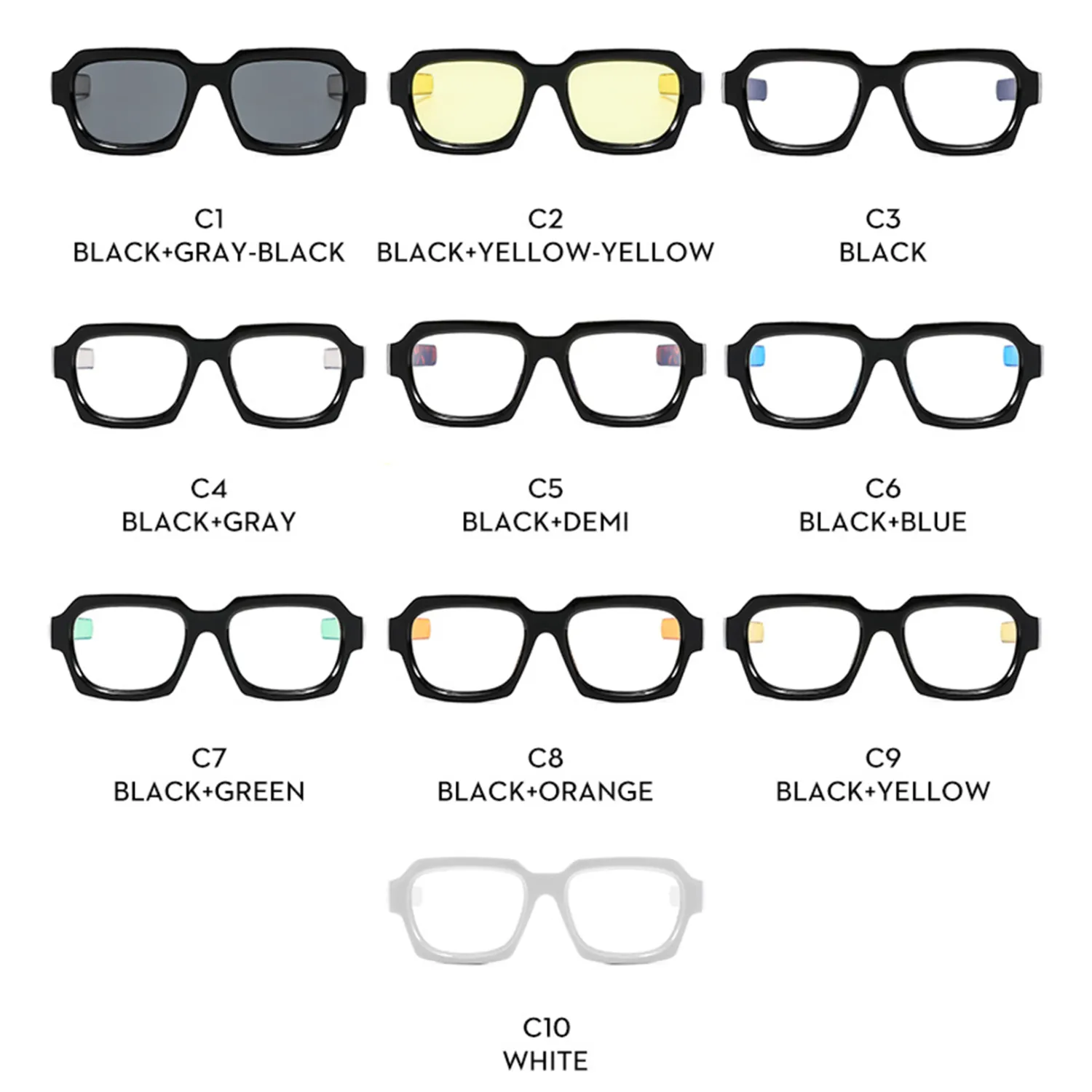 Dazzling Colorful Fashion Classic Retro Square Glasses 5