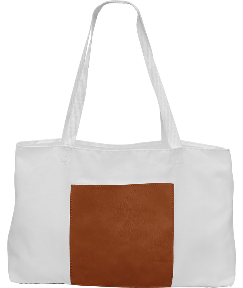 White Laserable Leatherette Rawhide Gusset Bag. 6