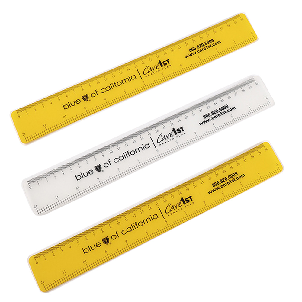 Translucent Multicolor Imprinted Promotional Plastic Ruler 12" 1