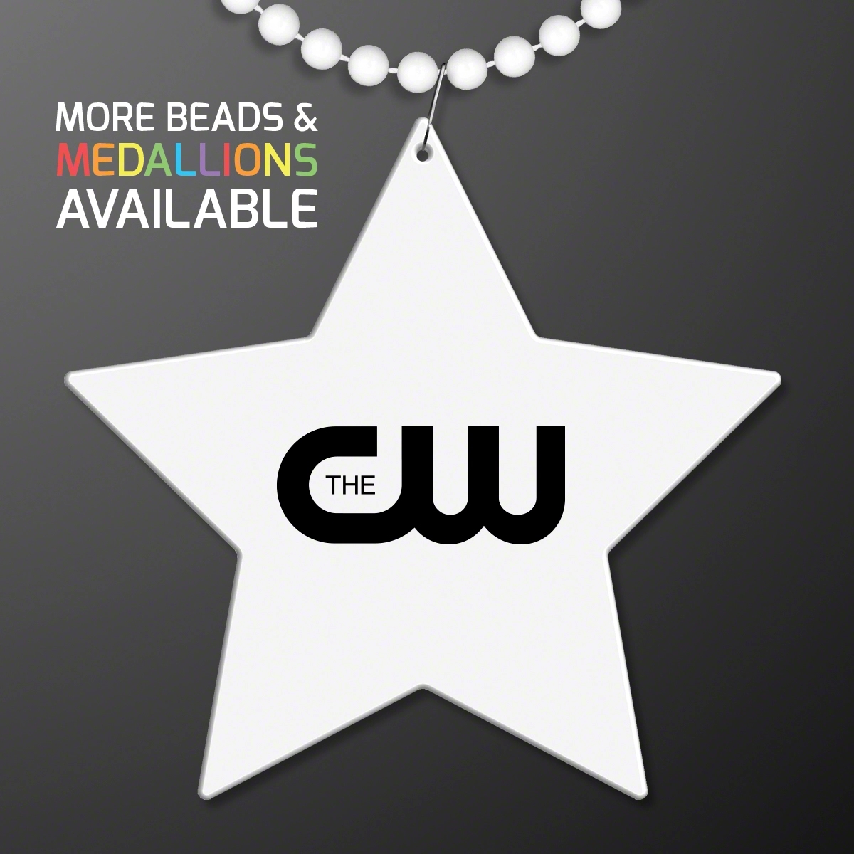 White Medallion for Beaded Necklace (NON Light Up) 1