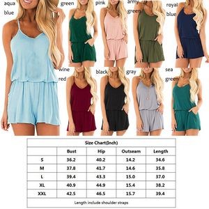 Ladies Spaghetti Strap Romper Shorts 3