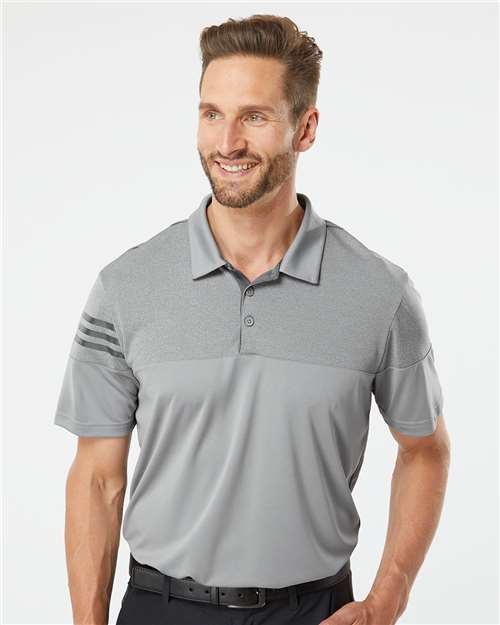 Men's Heathered 3-Stripes Colorblocked Polo - A213 20