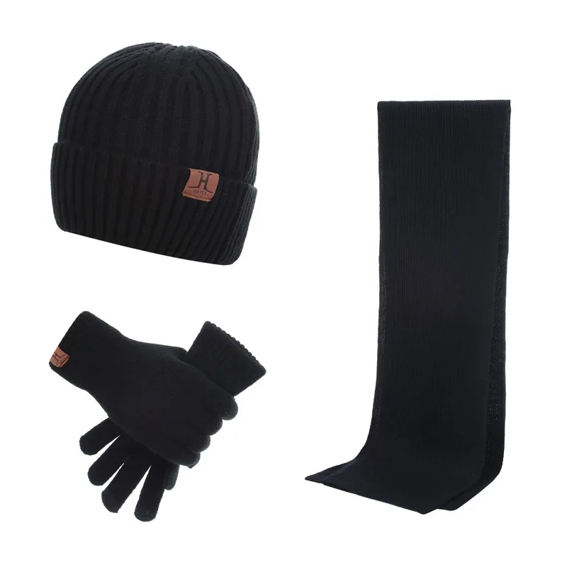 Winter Knit Hat Beanie Long Scarf Touchscreen Gloves Set 5