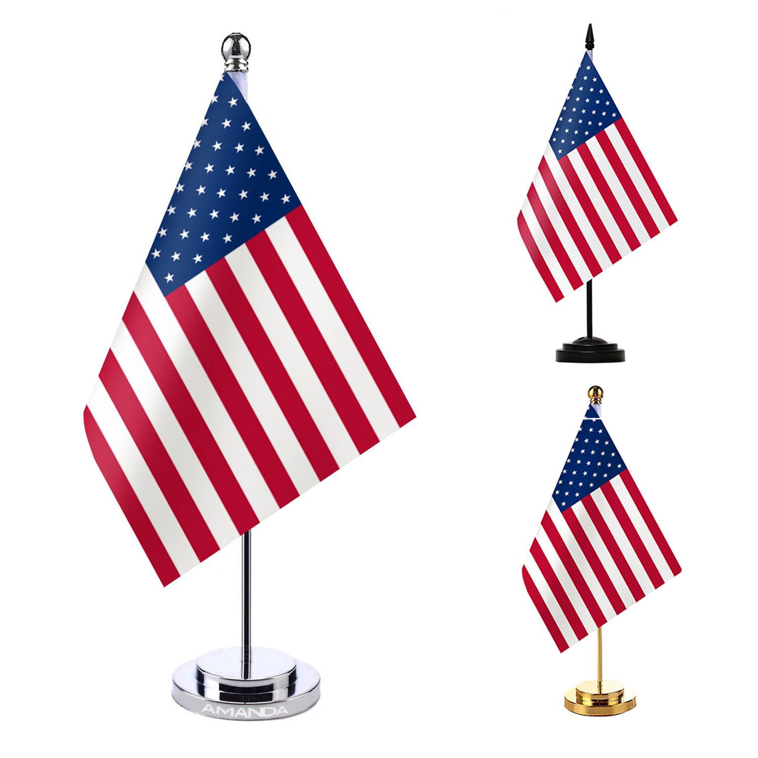 polyester full-color print metal plastic Table Desk Flag