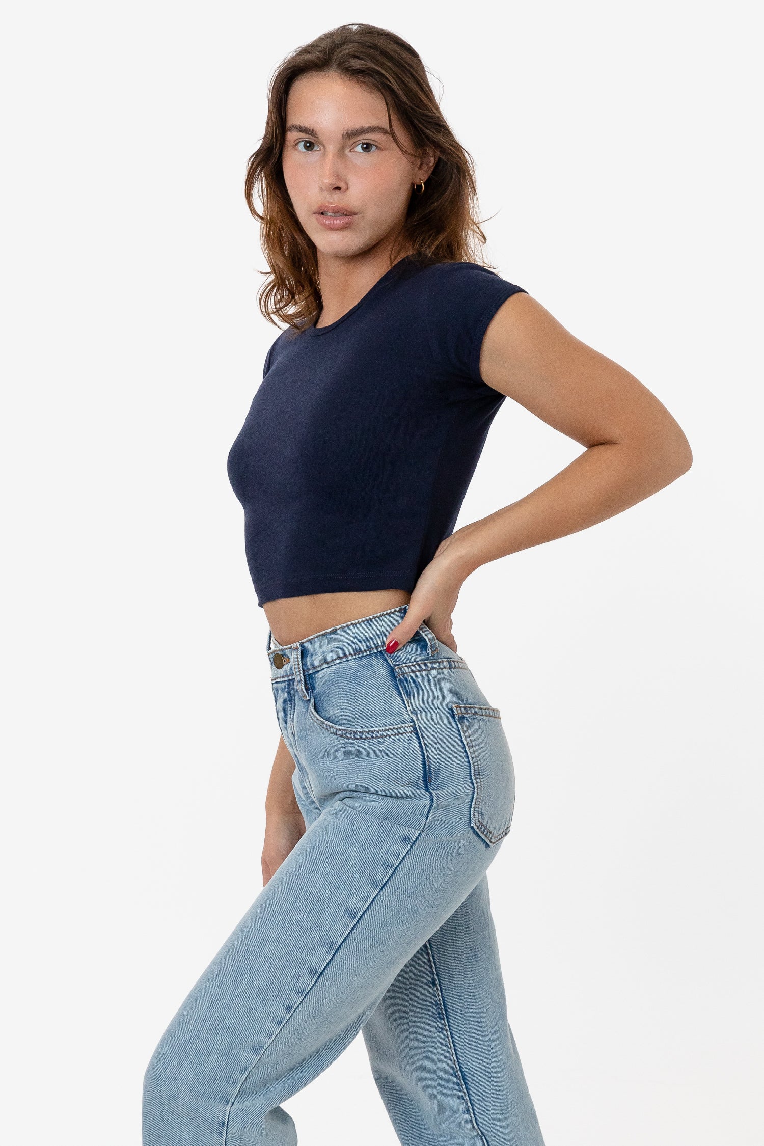 BABY RIB CAP SLEEVE CROP TOP 10