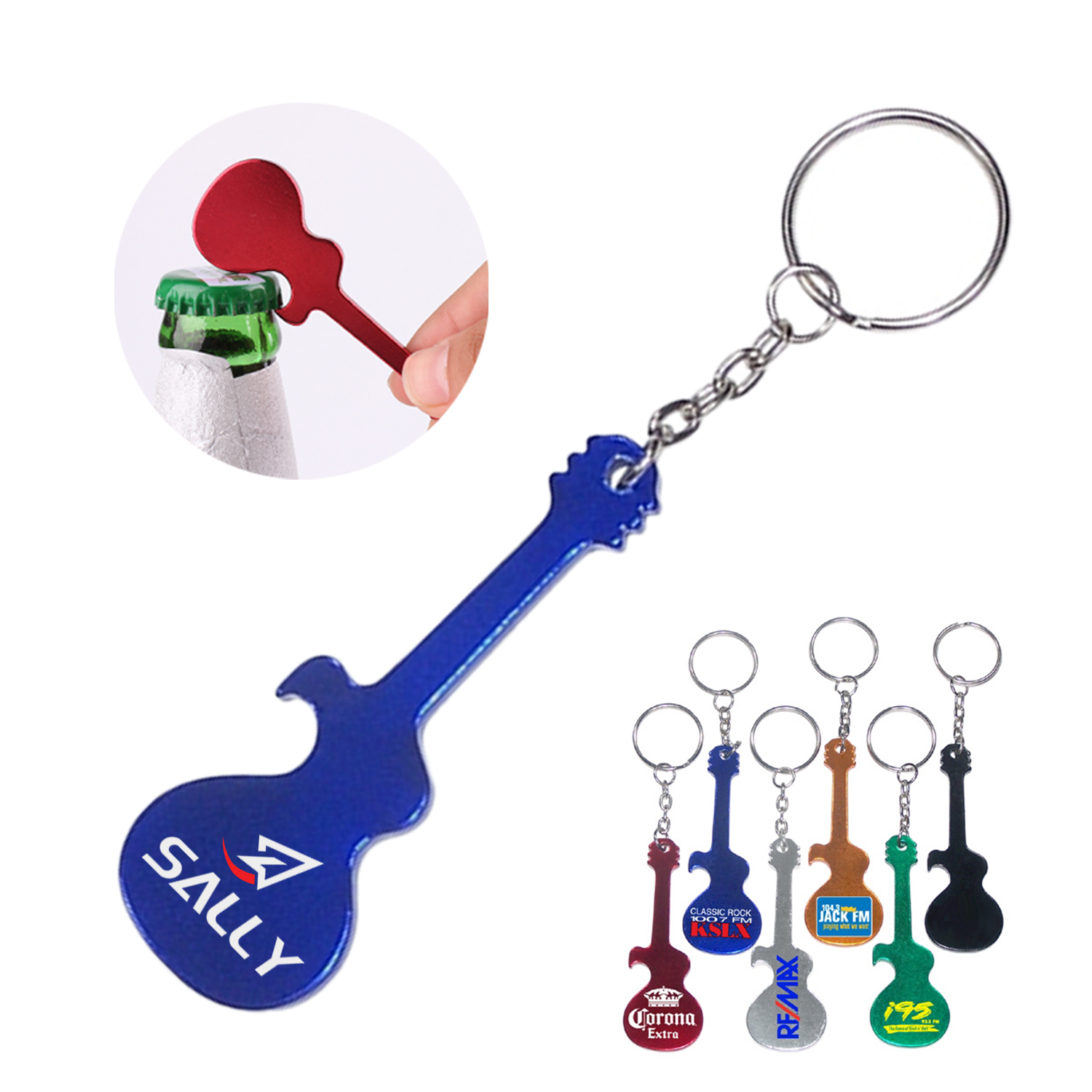 Guitar Shaped Bottle Opener with Keychain 2