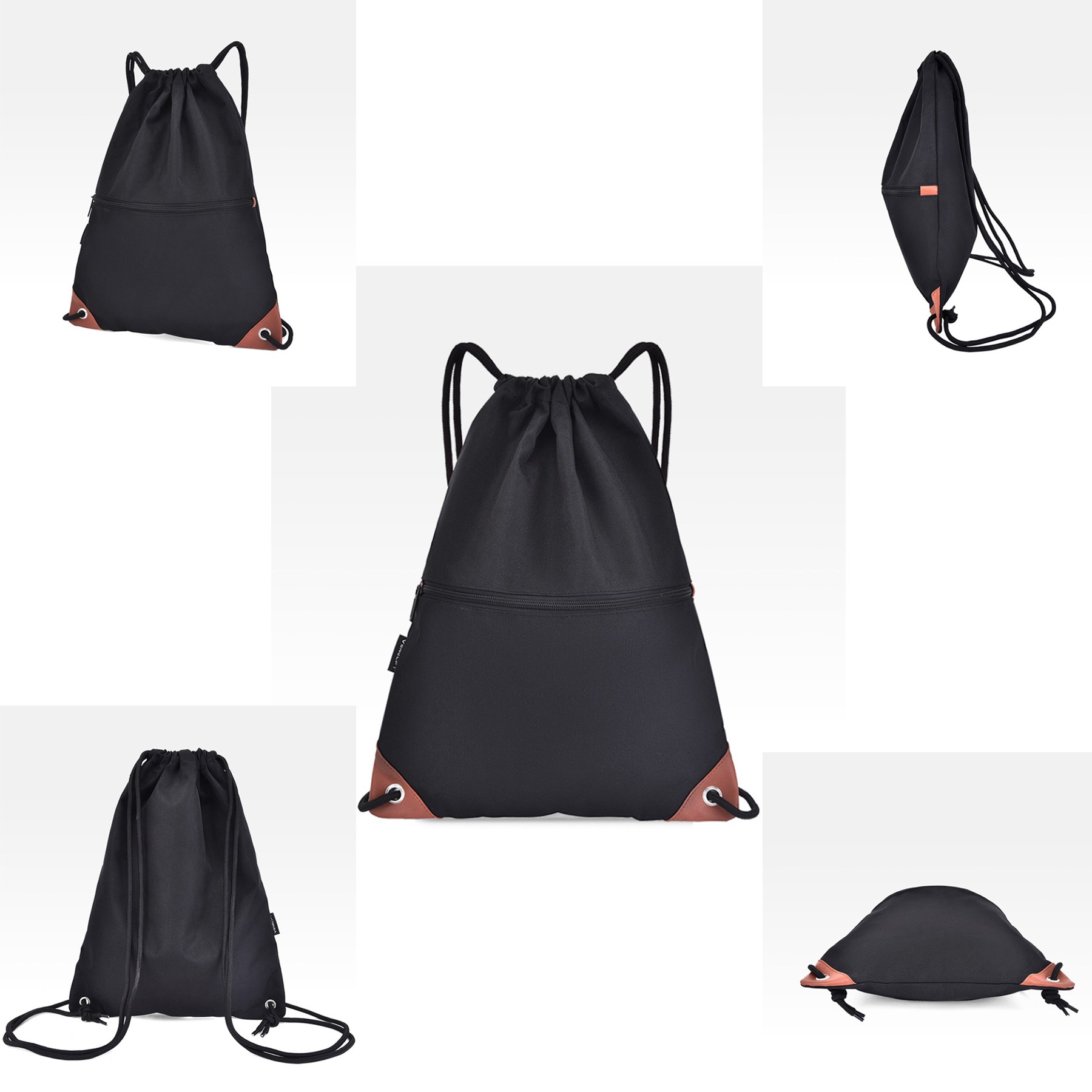 Oxford Drawstring Sports Backpack With Front Zipper Pocket 3