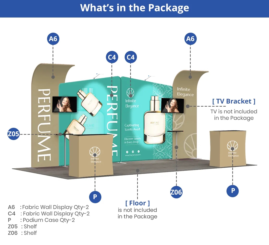 20ft Inline Trade Show Booth - Curved Backwall 13
