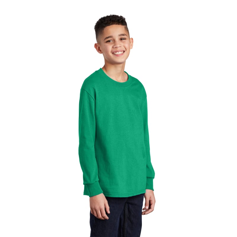 Port & Company Youth Long Sleeve Core Cotton Tee. 88