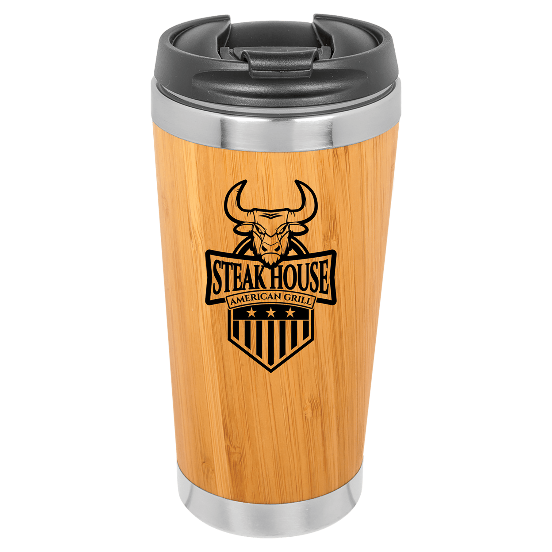 15 oz Multi Brown Bamboo Stainless Steel Tumbler 2