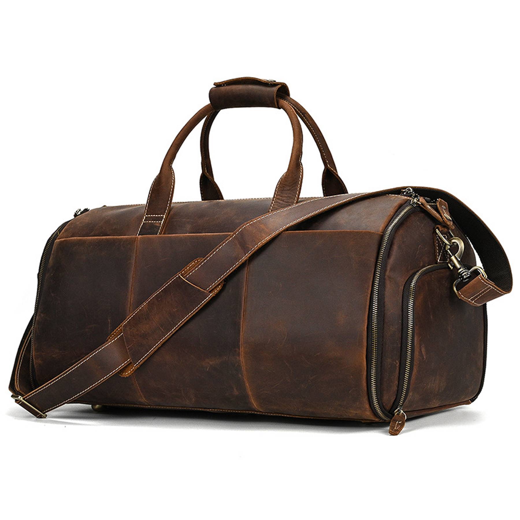 Genuine Leather Weekender Garment Duffle Bag 4