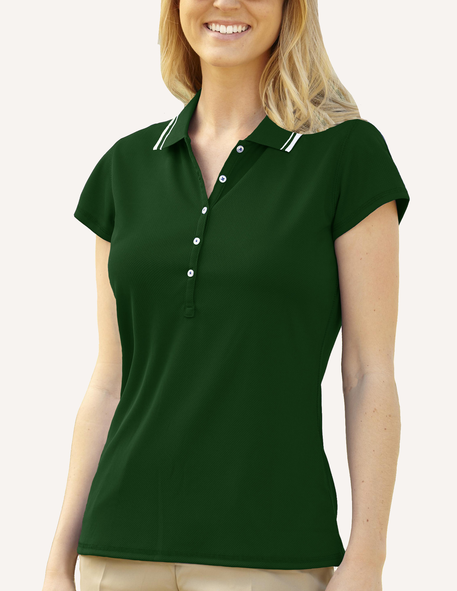 Ladies' Pacifica Birds Eye Solid Polo Shirt 4