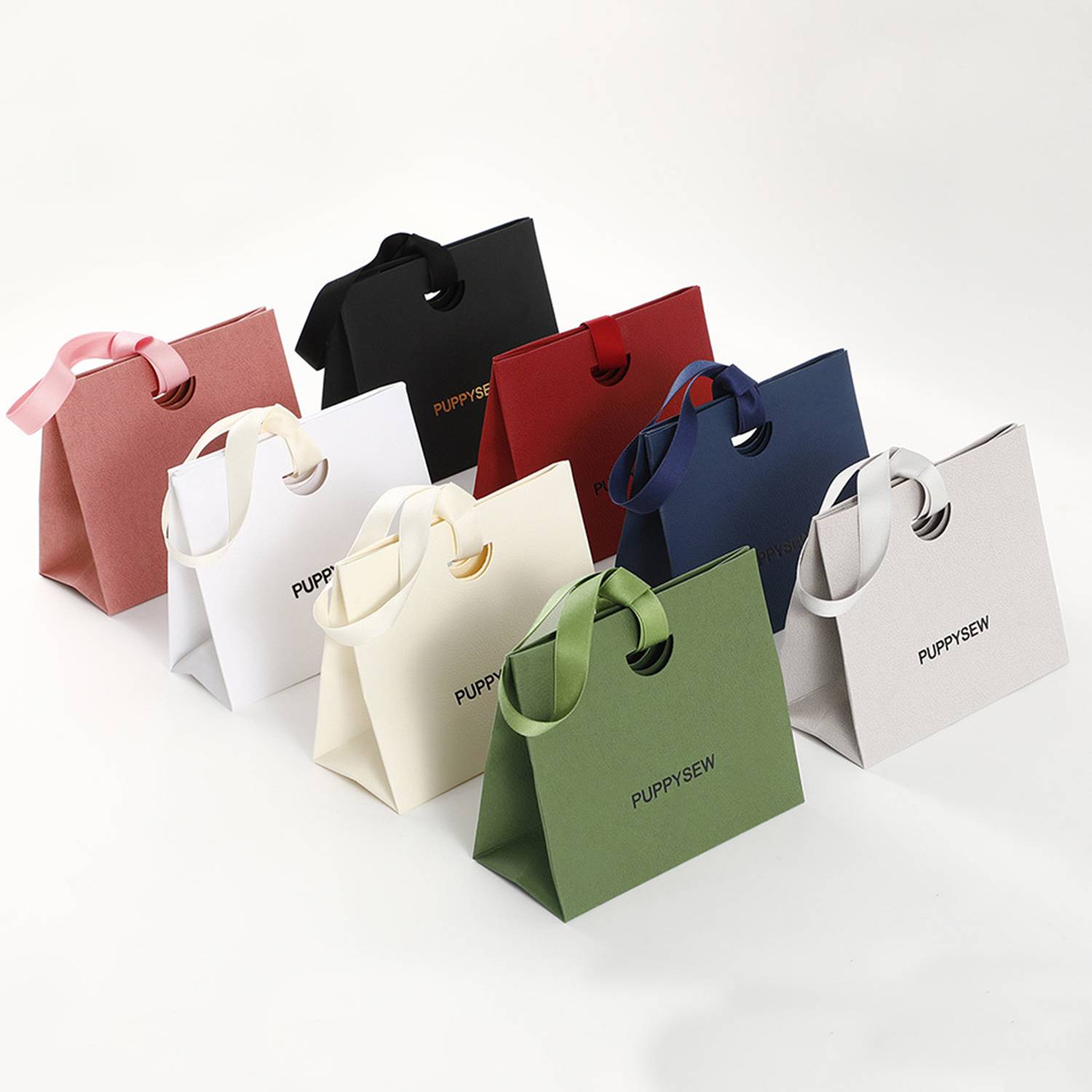 Colorful Paper Gift Tote Bags W/ Handheld Ribbon 3