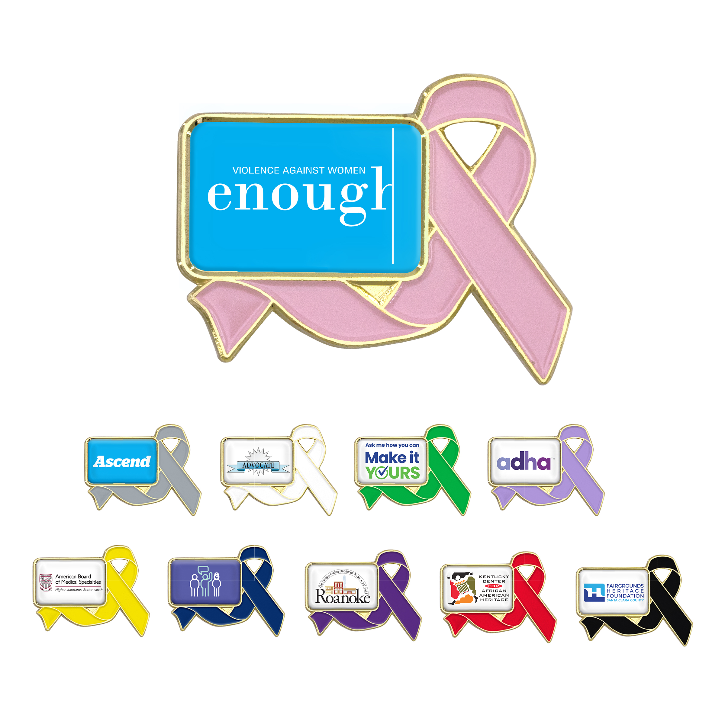 Awareness Ribbon Lapel Pins w/ Custom Logo 18