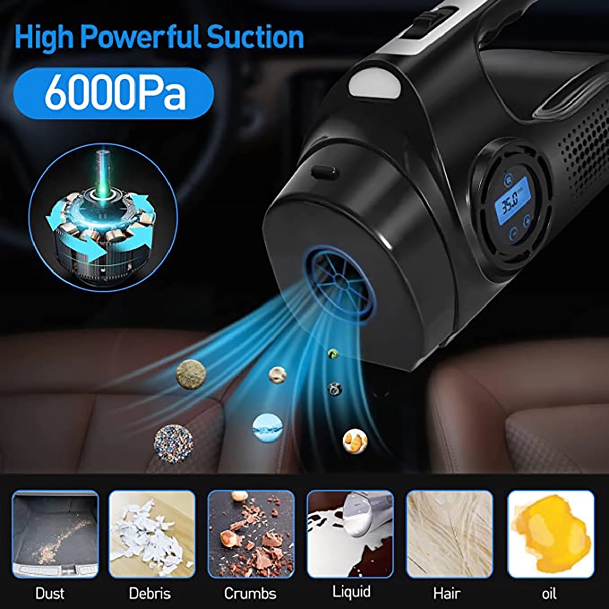 Car Vacuum Cleaner With Digital Air Compressor Pump 4