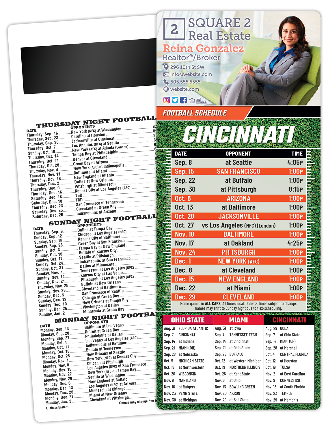 Football Schedule Laminated Card/Postcard with Magnet Strip 3.5x8.5 - 14 pt. 1