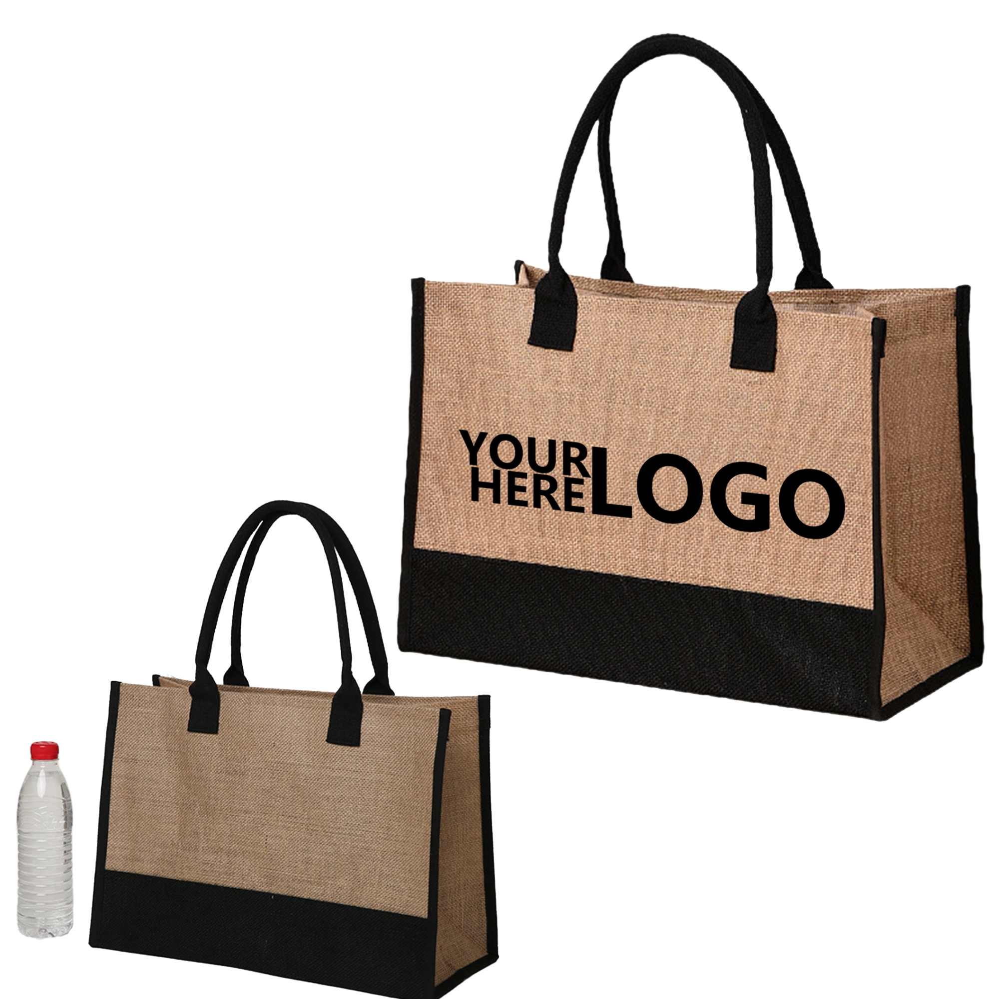 Jute Patchwork Tote Bag, custom tote bag with logo imprint 2