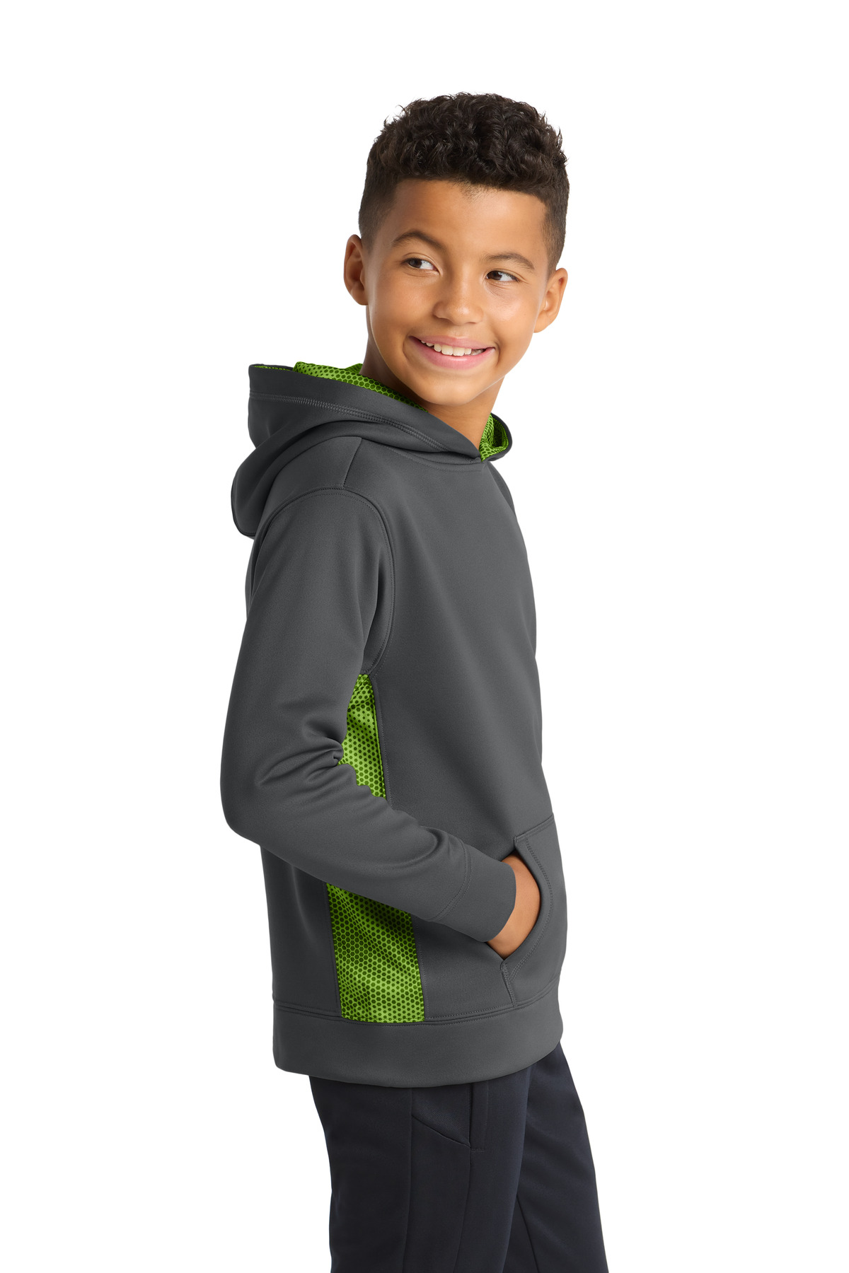 Sport-Tek Youth Sport-Wick CamoHex Fleece Colorblock Hooded Pullover. YST239 14