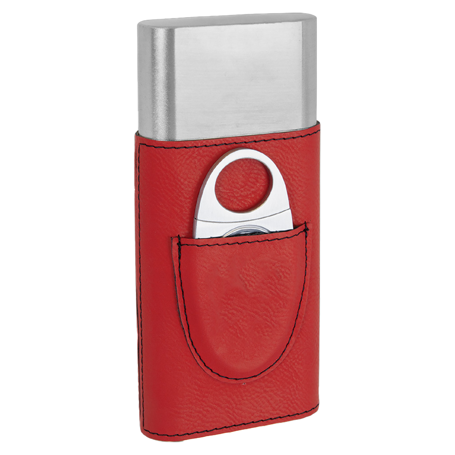 Red Leatherette Cigar Case w/ Cutter 5