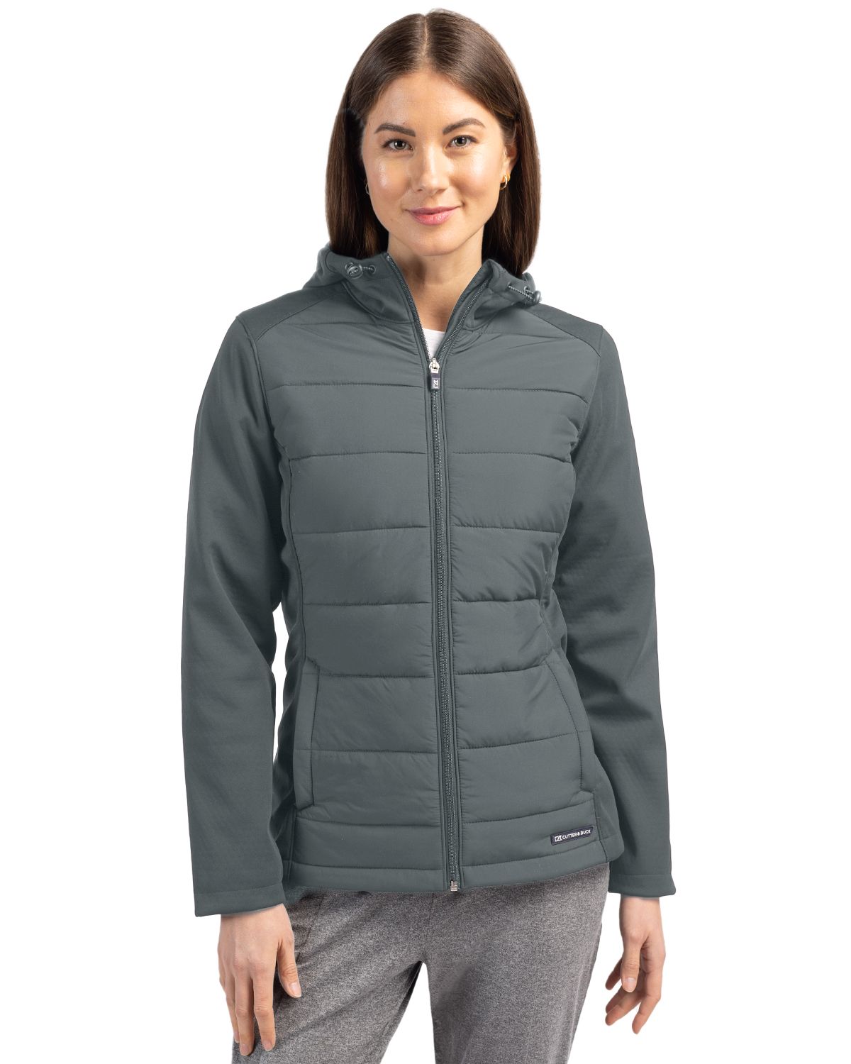 Cutter & Buck Evoke Recycled Honeycomb Fleece Womens Hybrid Full Zip Jacket 53