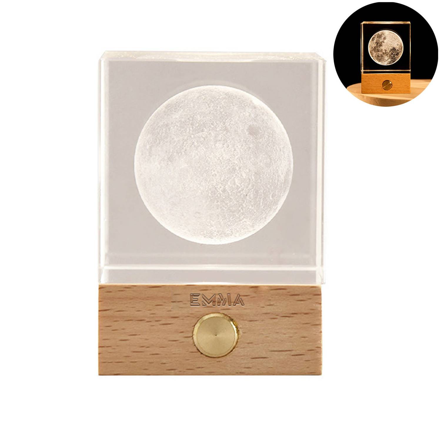 3D Galaxy Crystal Square Night Light with LED Wood Base 1