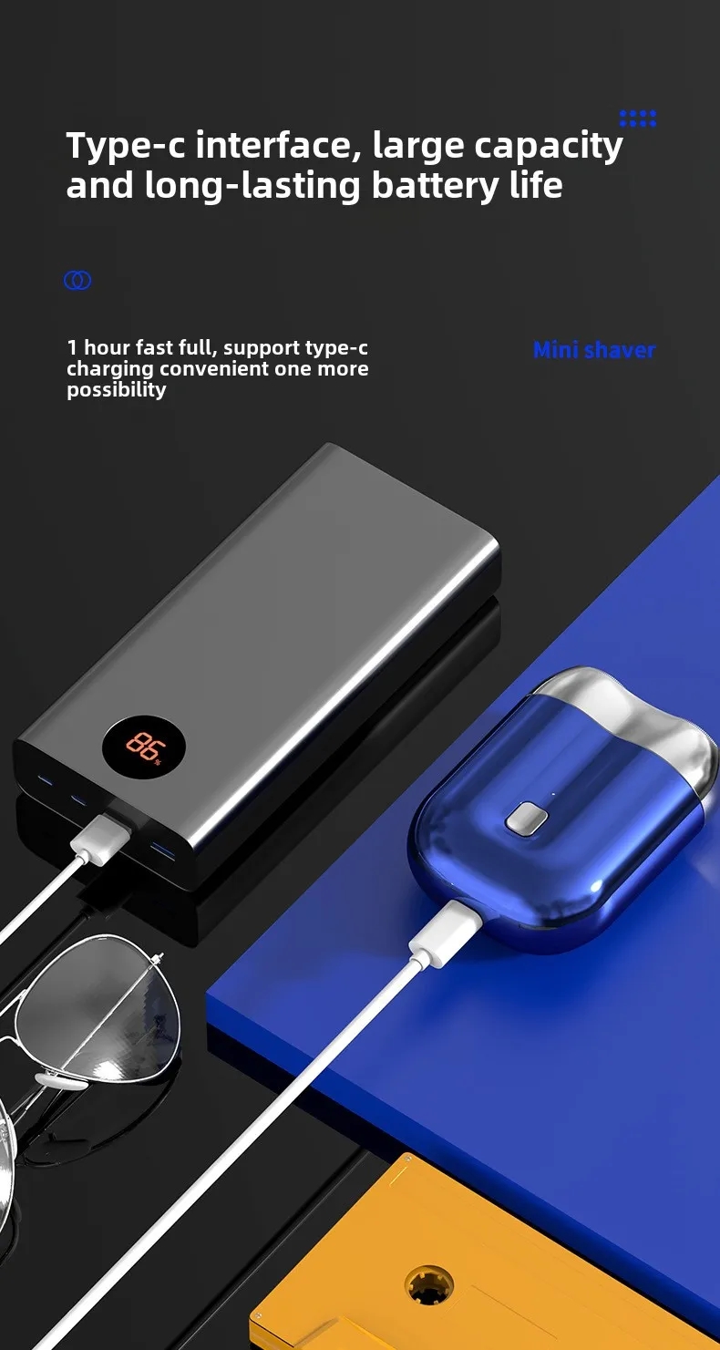 2025 Mini Dual Head Electric Shaver USB C Rechargeable Waterproof Travel Razor for Men 2