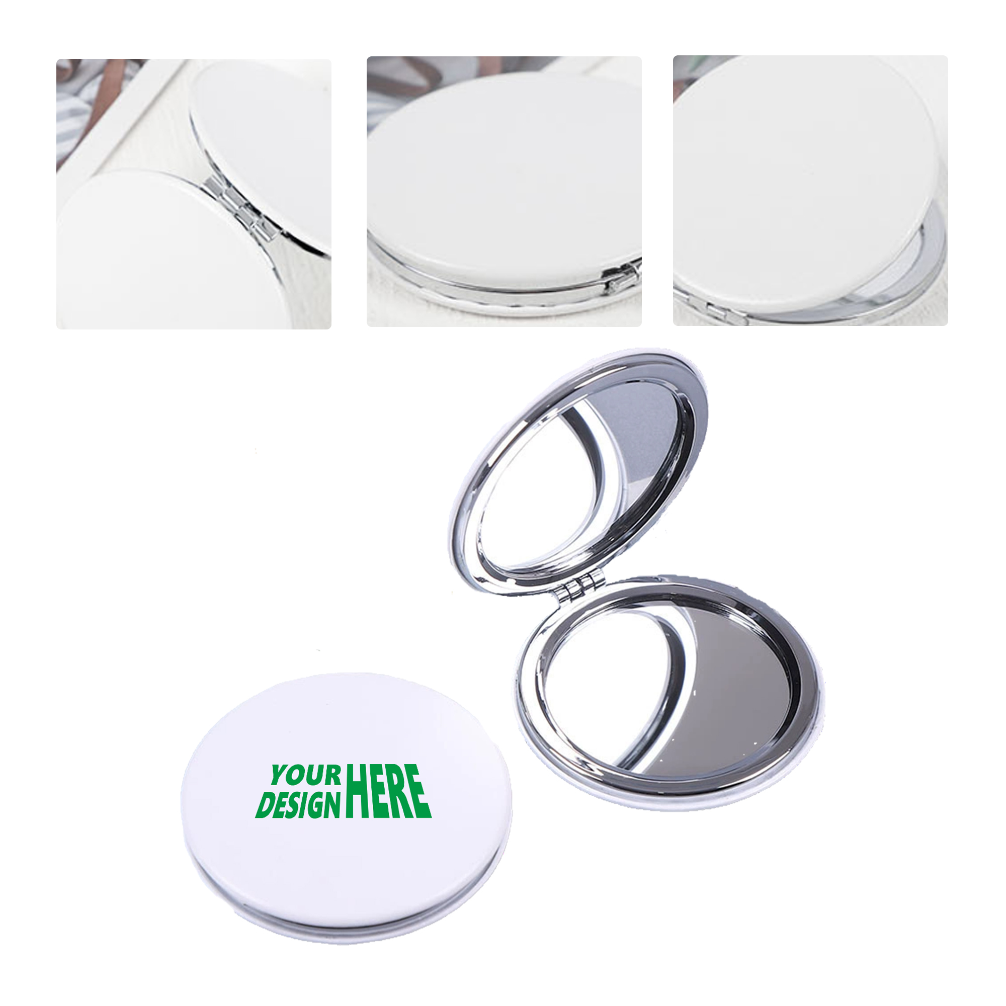 MOQ 50 Custom Logo PU Leather Folding Pocket Mirror Compact Beauty Mirror 1