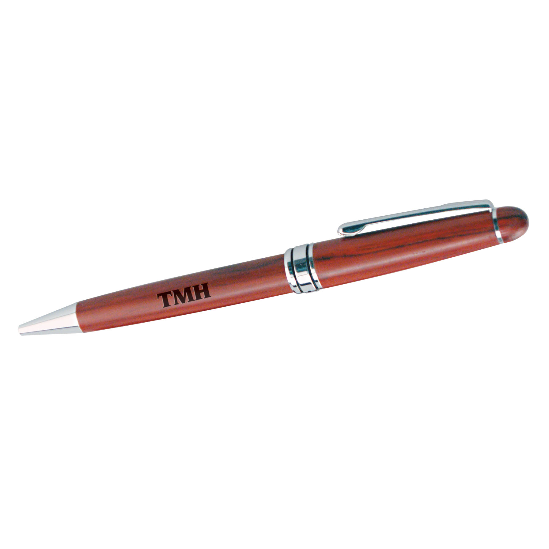 Rosewood Ballpoint Pen w/Silver Duotone 1