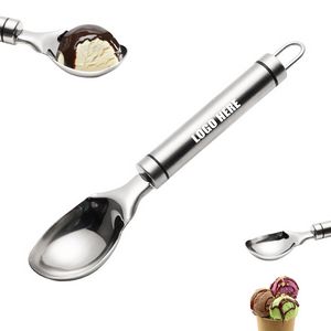 Stainless Steel Ice Cream Scoop Spoon With Elegant Double Black Ring Handle 2