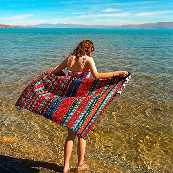 Full Color Imprint Quick Dry Micro Fiber Beach Blanket Towel 3