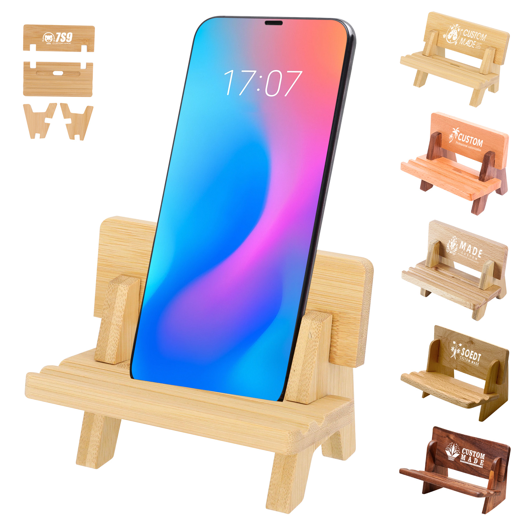 Creative Laser Printed Bench-Style Phone Stand With MOQ: 100Pcs 4