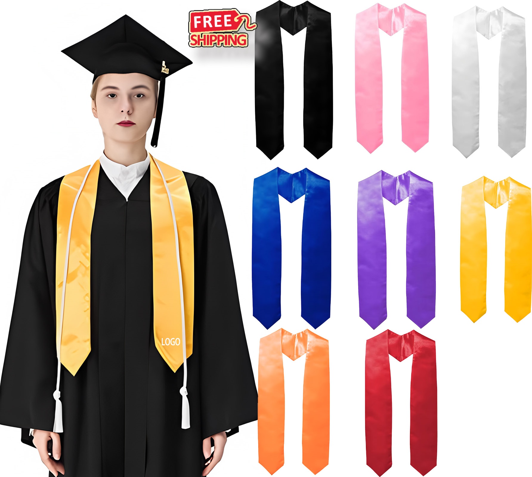 Satin Graduation Stole 71 Inch 2